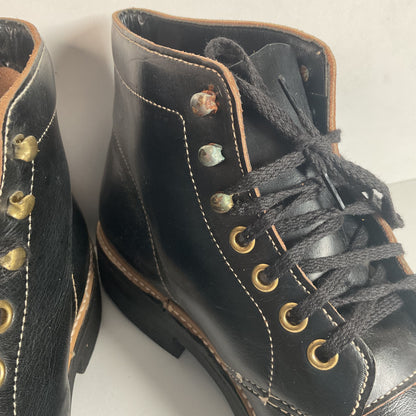 Vintage Men’s Black Leather Ankle Boots Size 9 Plain Toe 1960s