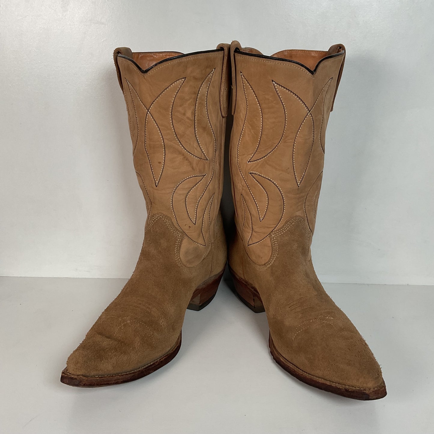 Vintage 1960s Rough Out Suede Cowboy Boots 10 D USA Made