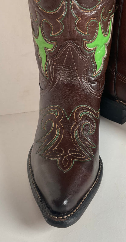 Vintage 1970s Texas Poppy Flower Cowgirl Boots 8 M USA Made