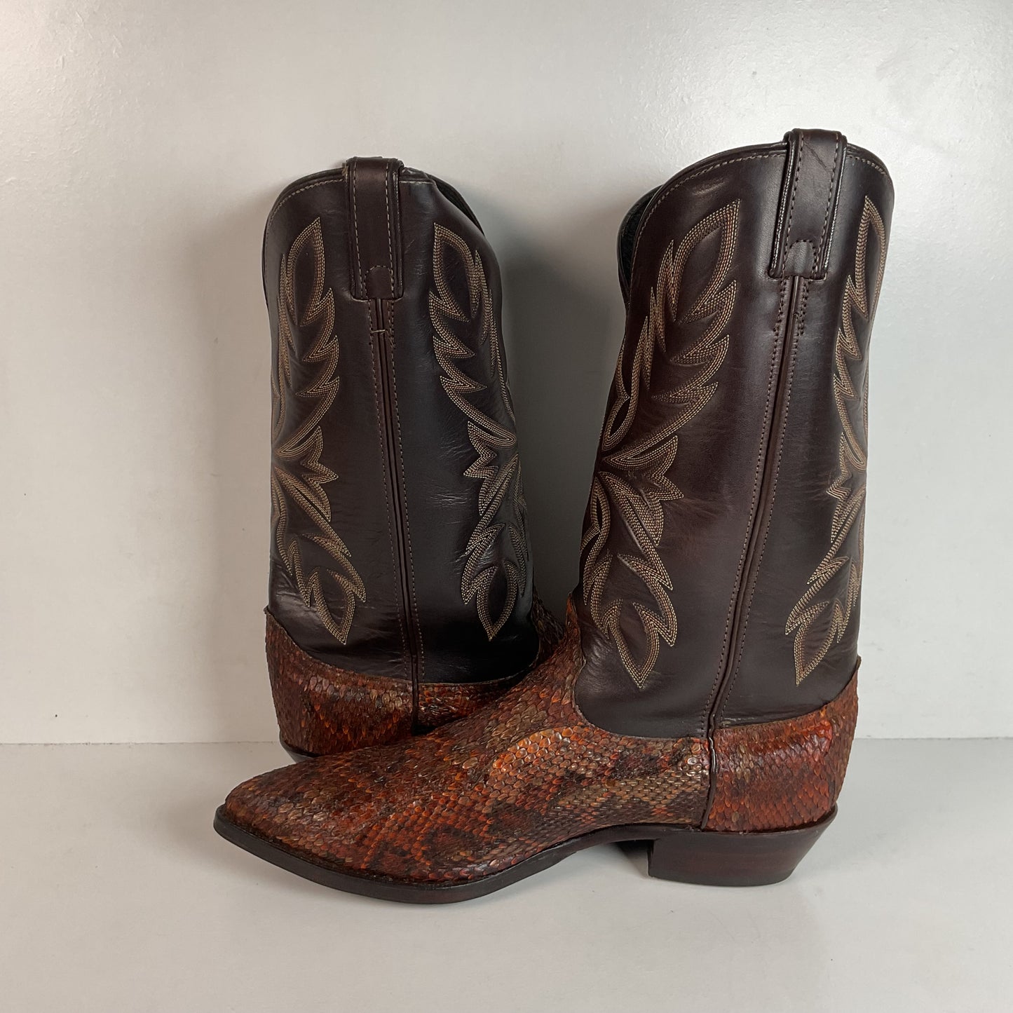 Dan Post For Code West Diamondback Rattlesnake Cowboy Boots 12 M USA Made