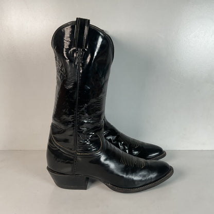 Late 1960s Tony Lama Patent Leather Cowboy Boots 10.5 D Glossy USA Made