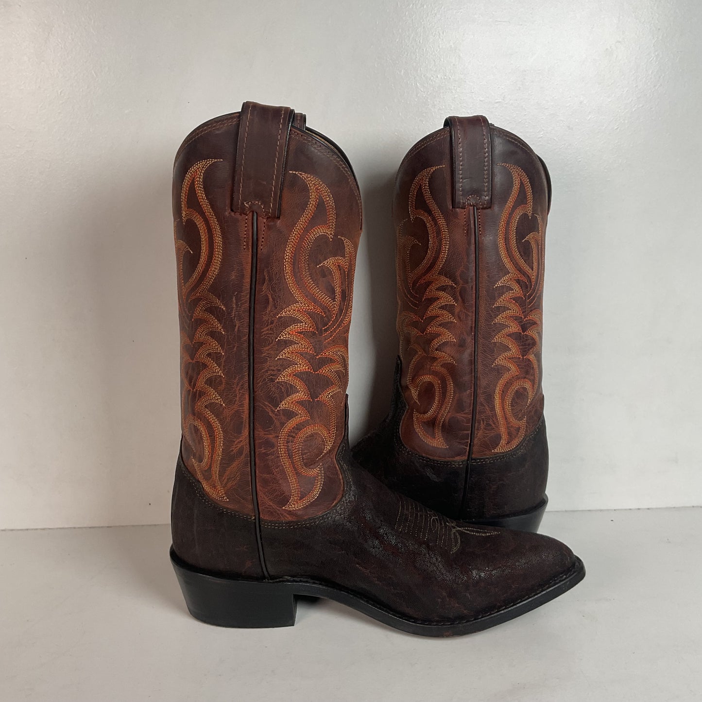 Tony Lama Men’s Vintage Chocolate Elephant Cowboy Boots 8.5 D USA Made Exotic