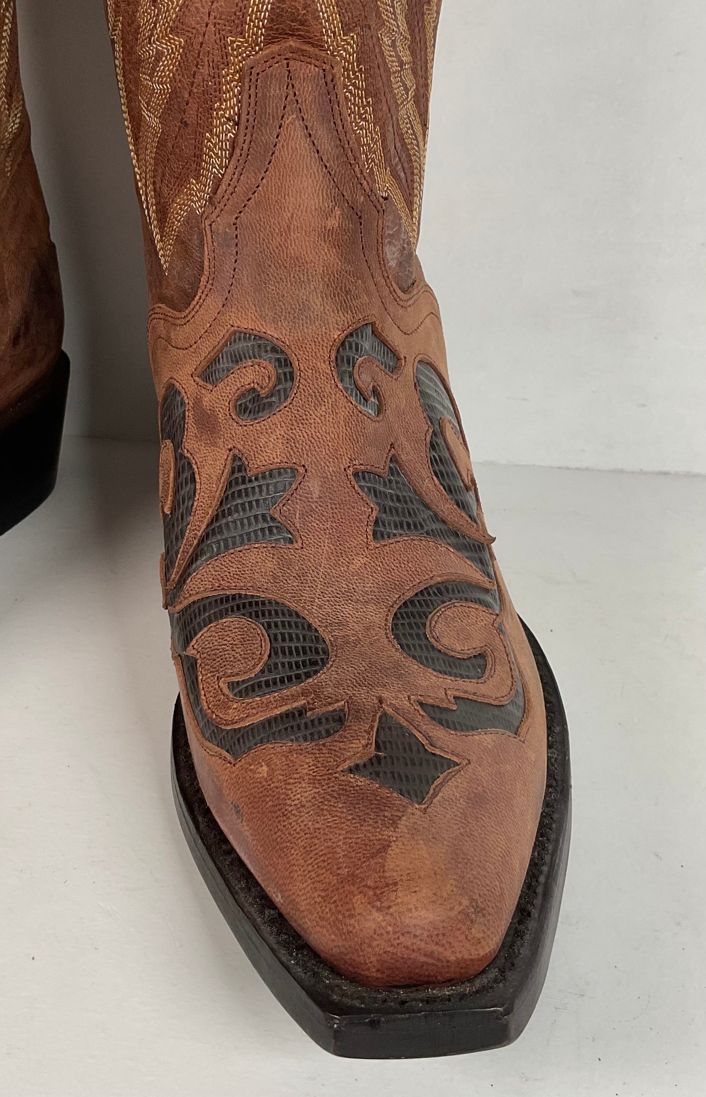 J. B. Dillon Goat Skin Cowboy Boots | Mad Dog | Tooled Inlays | Men’s 9 D