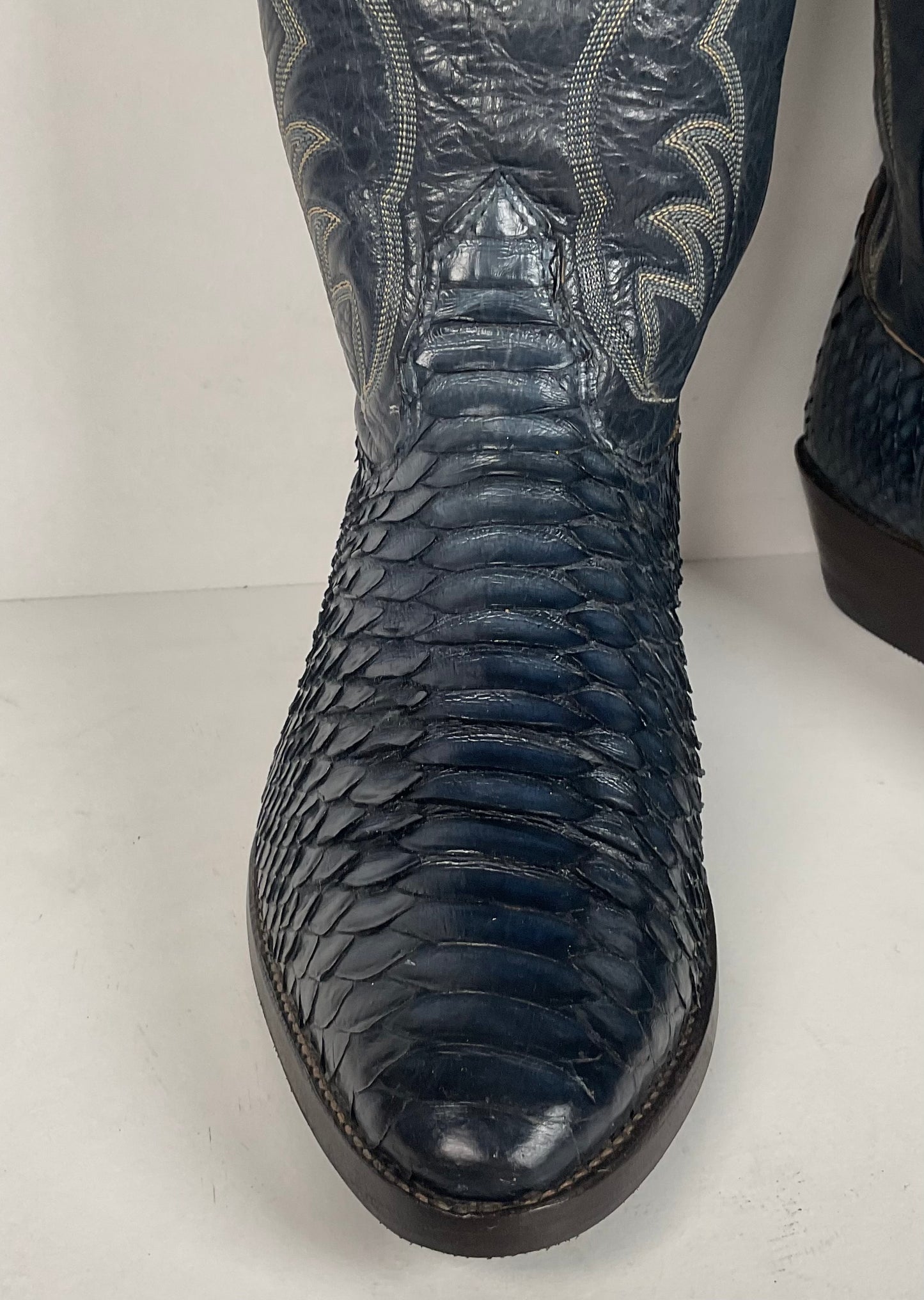 Vintage Nocona Python Snakeskin Cowboy Boots | USA Made | Royal Blue | 9 EE