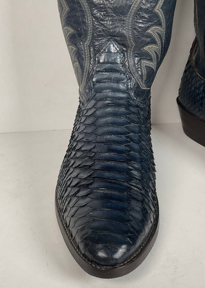 Vintage Nocona Python Snakeskin Cowboy Boots | USA Made | Royal Blue | 9 EE