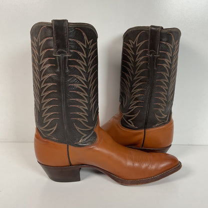 Vintage 1970s Justin Cowboy Boots 13 A Calfskin USA Made