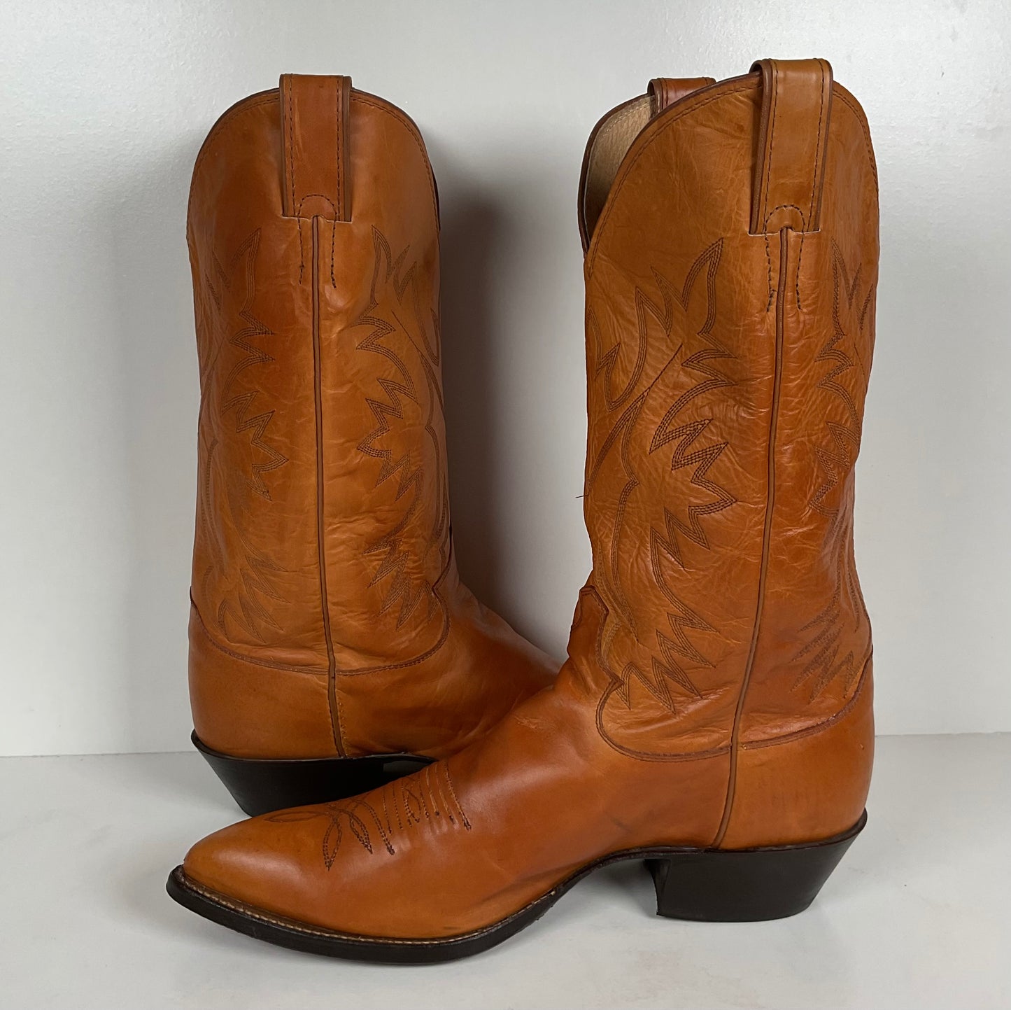 Vintage Justin Calfskin Cowboy Boots | Butterscotch | USA Made | Men’s 10.5 D