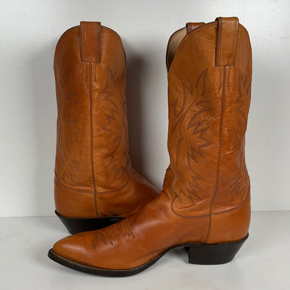 Vintage Justin Calfskin Cowboy Boots | Butterscotch | USA Made | Men’s 10.5 D