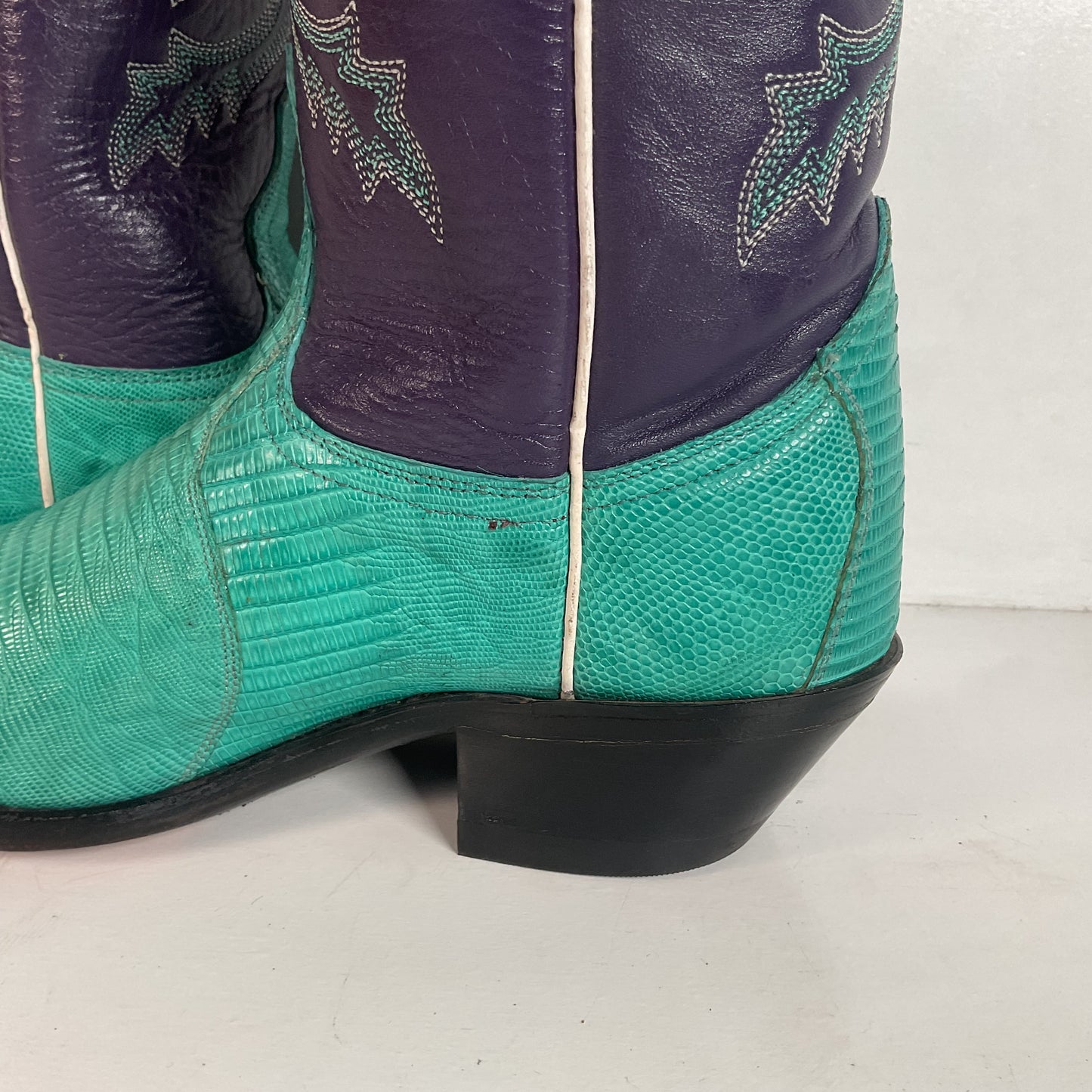 Dan Post Turquoise Cowgirl Boots 6 M Teju Lizard Vamp