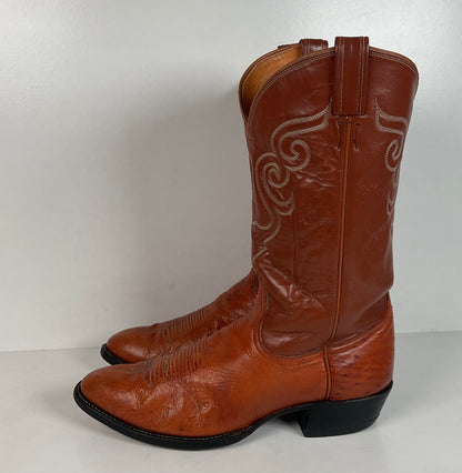 Vintage Tony Lama Smooth Ostrich Cowboy Boots | 1970s | Gold Label | Men’s 12 B