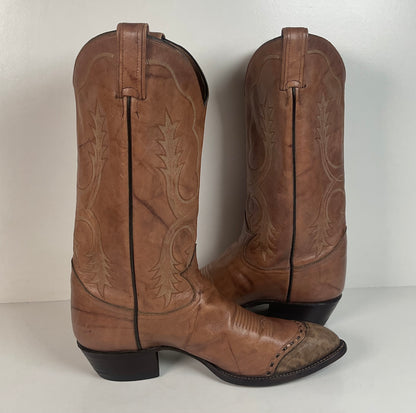 Vintage Tony Lama Elephant Wingtip Cowboy Boots | Gold Label | Exotic | Men’s 9 EE