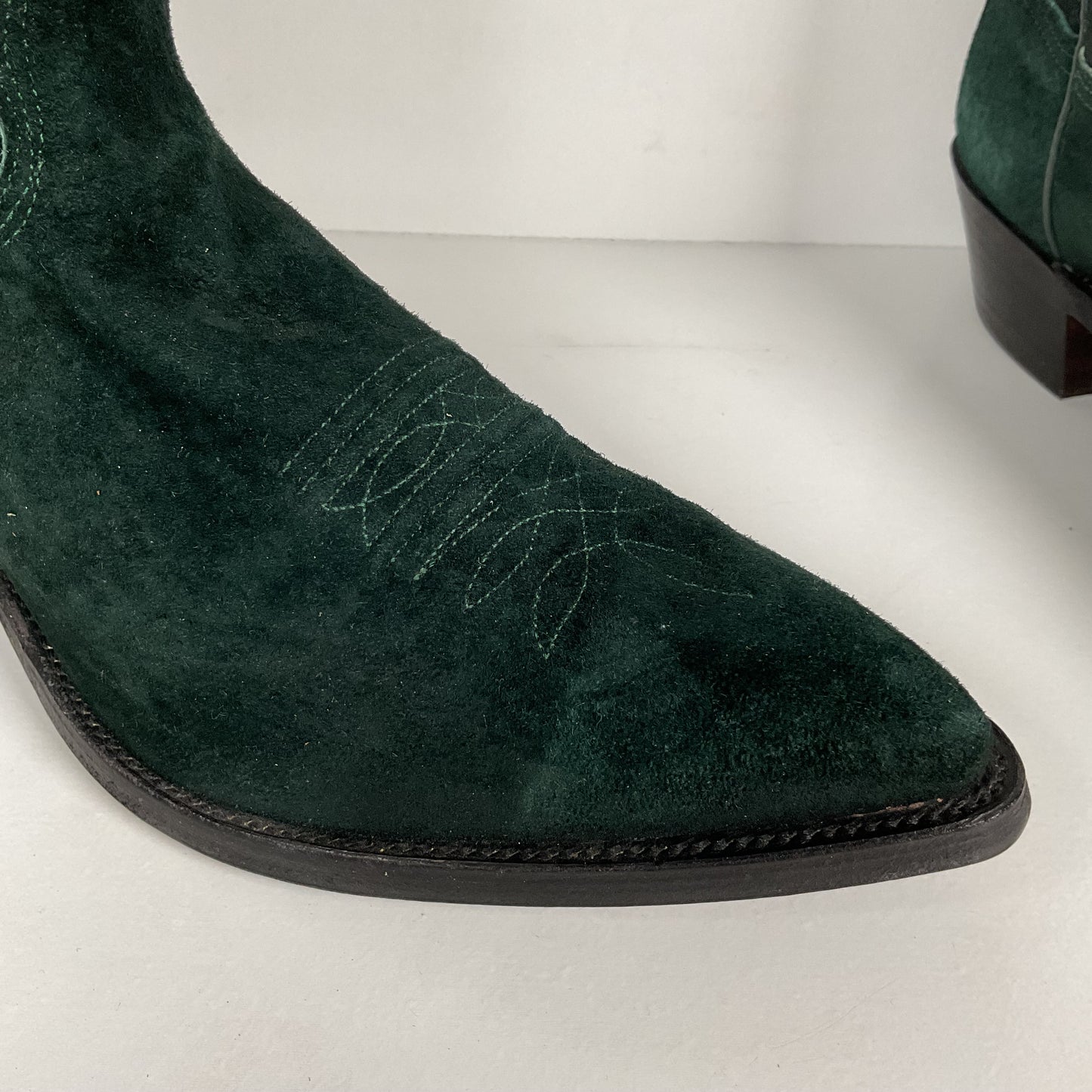 Vintage Nocona Wild Boar Cowboy Boots | Pig Skin Suede | Emerald Green | Men’s 11 E