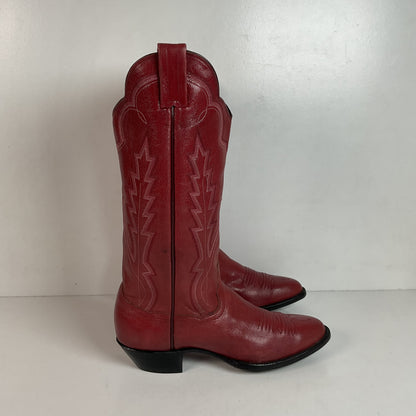Vintage Panhandle Slim Red Cowgirl Boots 6.5 B Hand Crafted