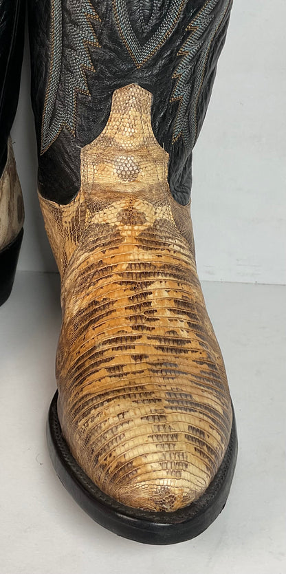 Vintage Tony Lama Natural Lizard Cowboy Boots 8.5 D USA Made