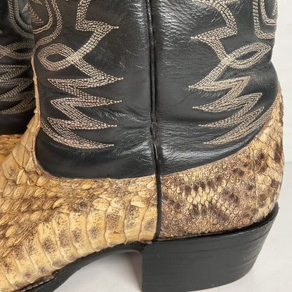 Cowtown Belly Cut Rattlesnake Cowboy Boots 10 D Snakeskin USA Made