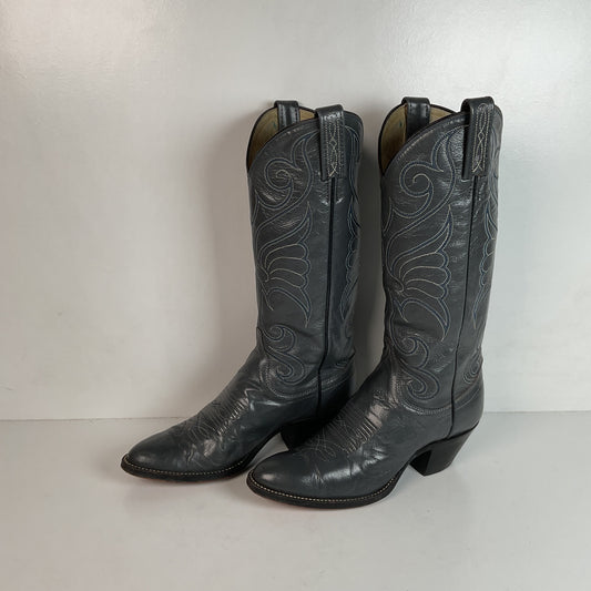 Vintage Dan Post Grey Cowgirl Boots 6 C USA Made