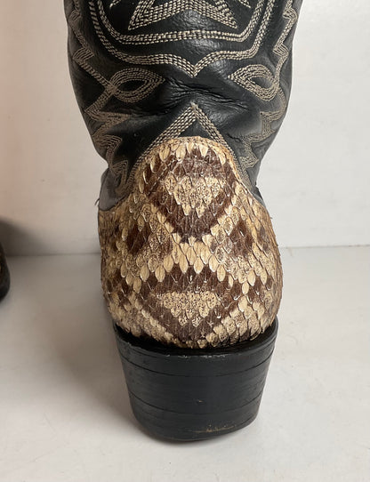 Cowtown Belly Cut Rattlesnake Cowboy Boots 10 D Snakeskin USA Made