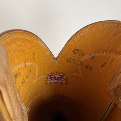 Vintage Nocona Cowboy Boots | Beige Bullhide | USA Made | Men’s 9 D