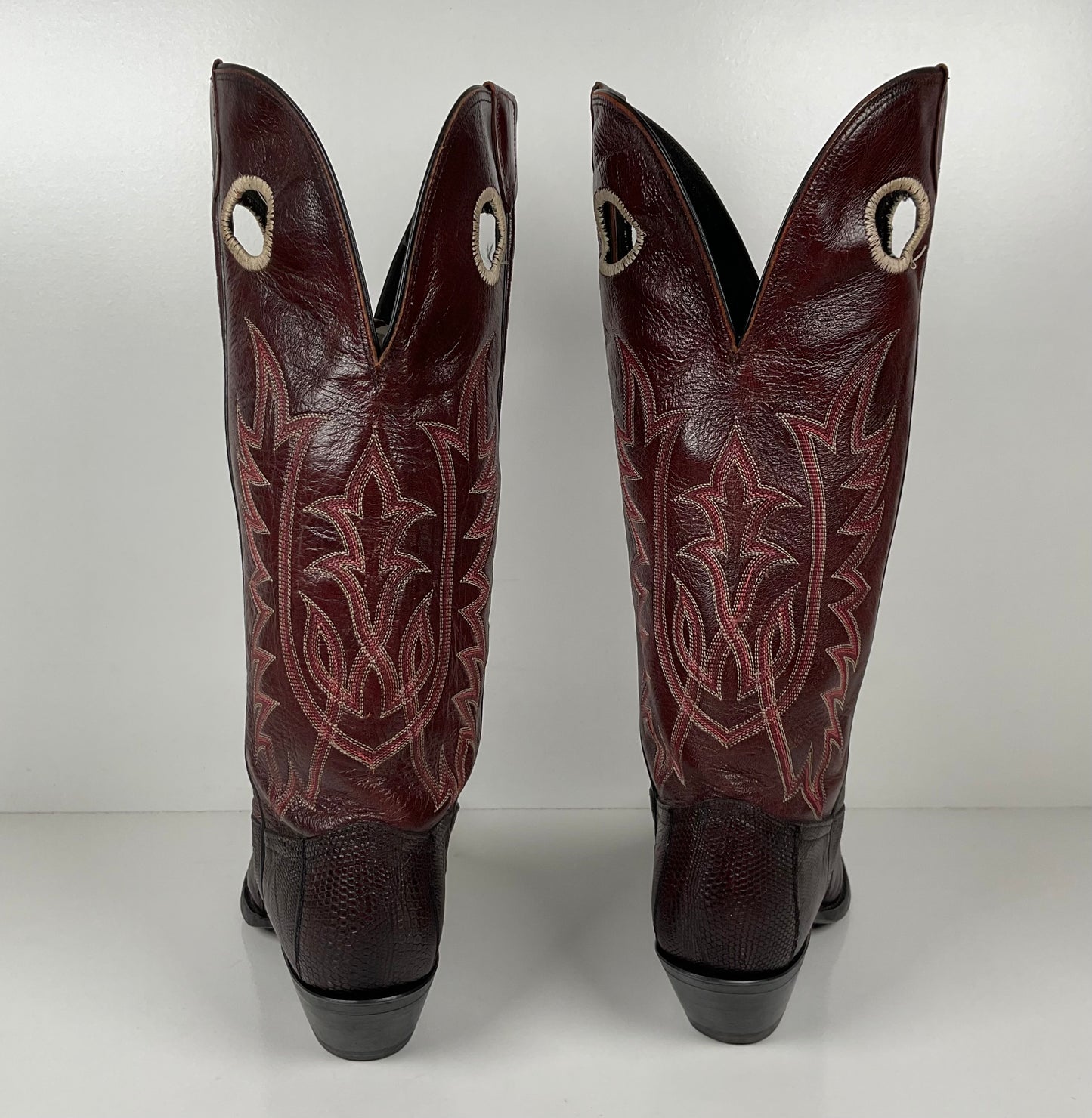 Vintage Tony Lama Teju Lizard Buckaroo Boots | Burgundy | Women’s 9 B