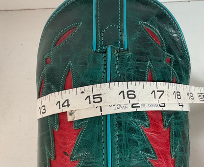 Vintage Dan Post For Code West Cowgirl Boots | Tooled Green Upper | Women’s 10 M