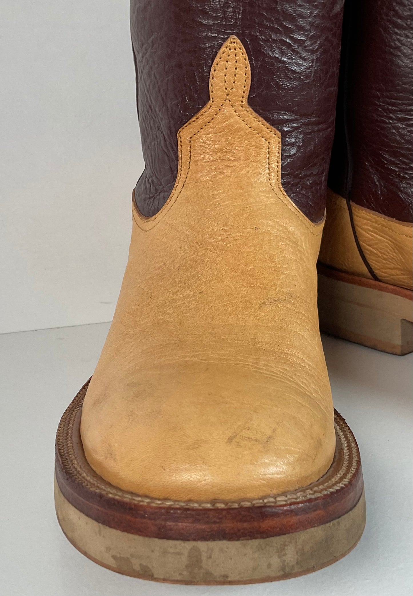 Anderson Bean Western Roper Boots 9.5 D Crepe Sole Bull Shoulder