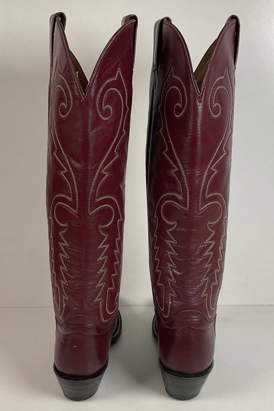 Vintage Hondo 18” Burgundy Cowgirl Boots 6.5 A Stitched