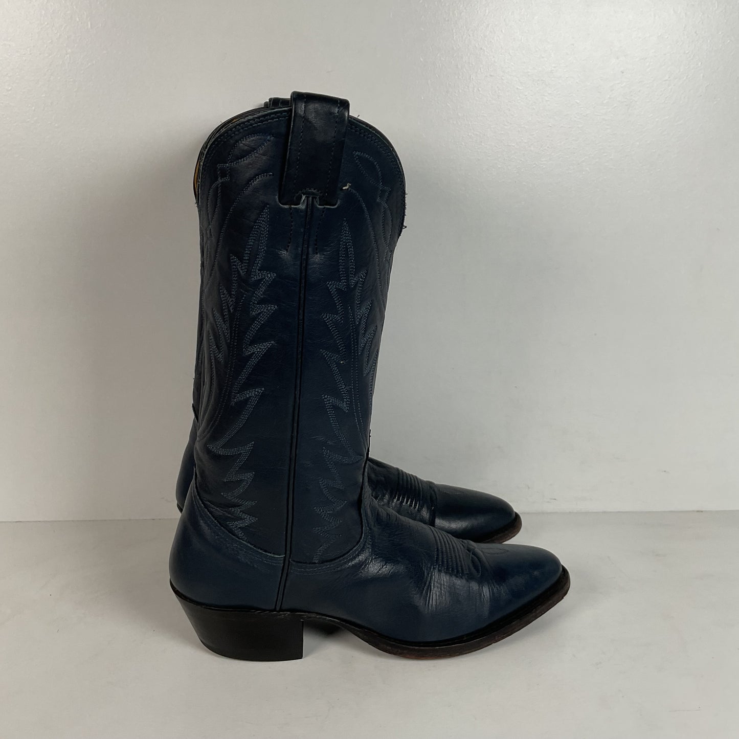 Vintage Nocona Deertan Cowboy Boots | USA Made | Blue | Men’s 6 B | Women’s 7