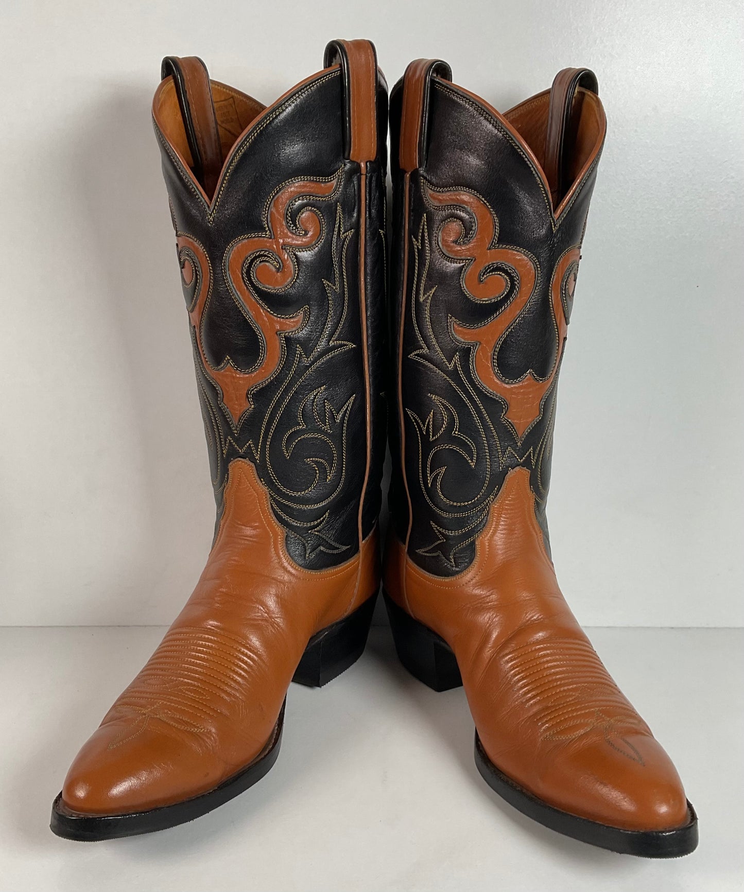 Vintage 60s Tony Lama Longhorn Cowboy Boots Men’s 8.5 | Women’s 10 Gold Label