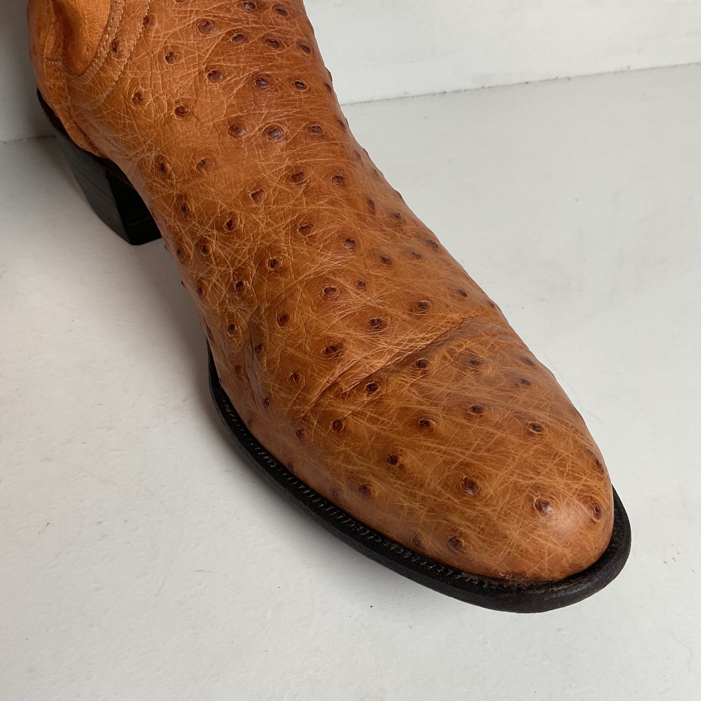 Custom Tall Ostrich Quill Riding Boots 7.5-8 Exotic Cowgirl