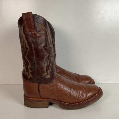 Justin Smooth Ostrich Tekno Crepe Roper Boots 8.5 EE USA Made Exotic