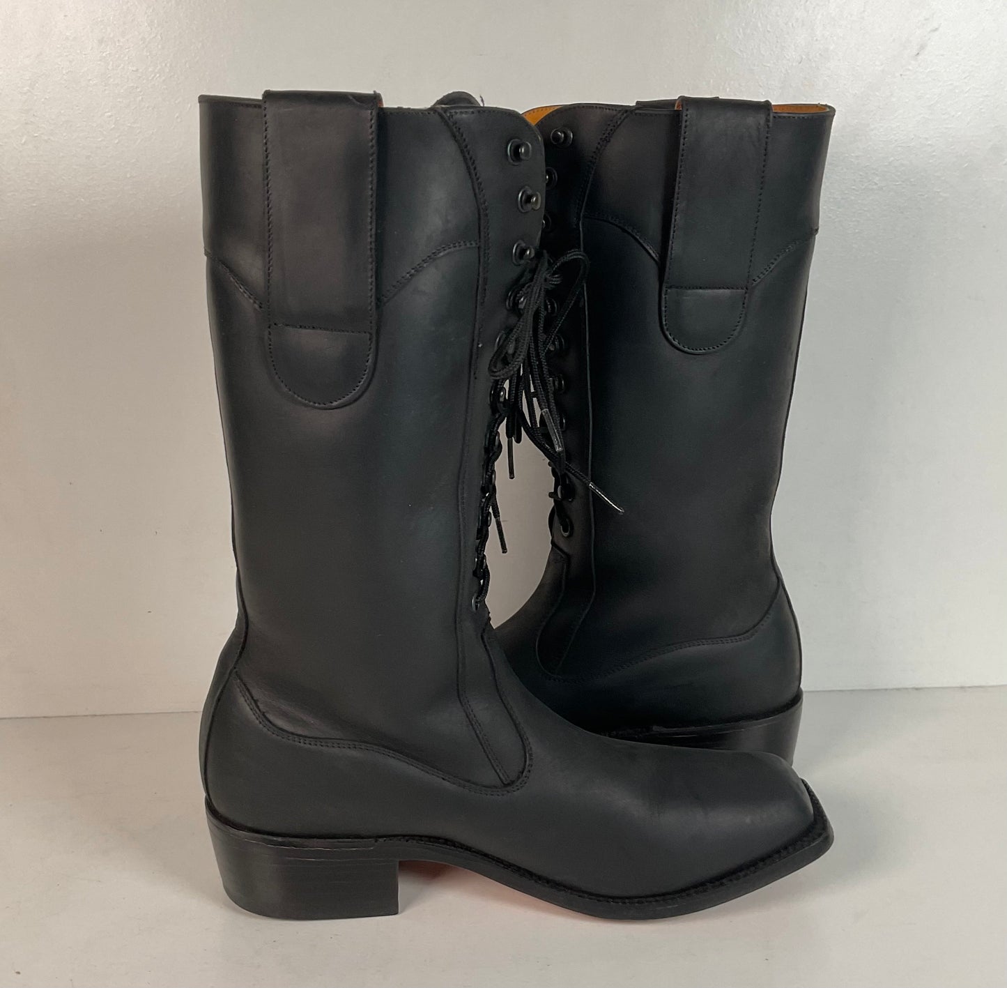 Custom Western Lace Up Boots | Go-Go | Black Oiled | Women’s 8 B