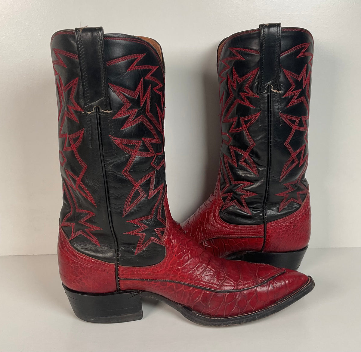 Vintage Cowtown Algonquin Toe Cowboy Boots | Pre-Ban Sea Turtle | Red | Men’s 8 D
