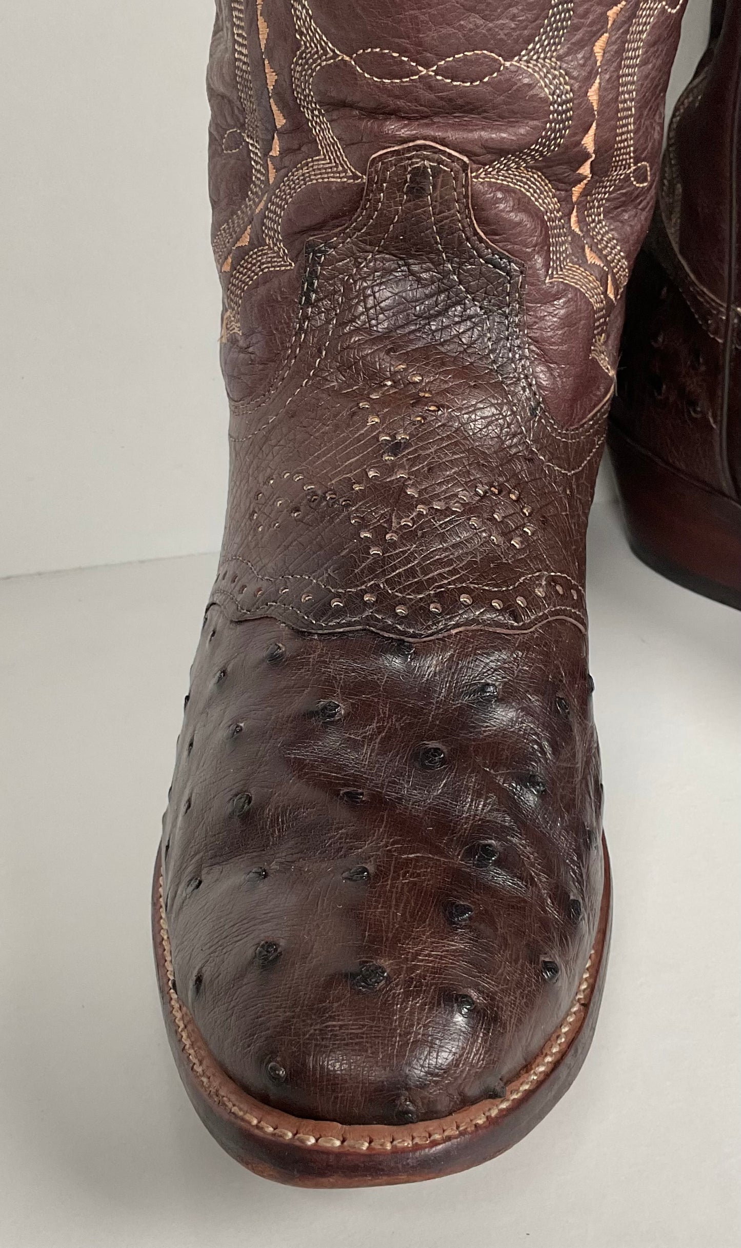 J. Chisholm Full Ostrich Quill Roper Boots | Exotic | USA Made | Men’s 10 D