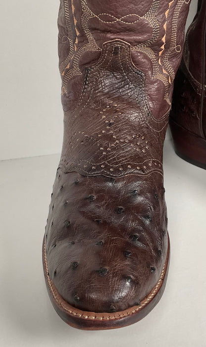 J. Chisholm Full Ostrich Quill Roper Boots | Exotic | USA Made | Men’s 10 D