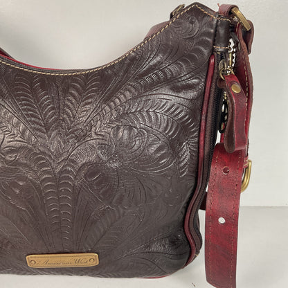 Tooled American West Purse Burgundy W/Bag Charm