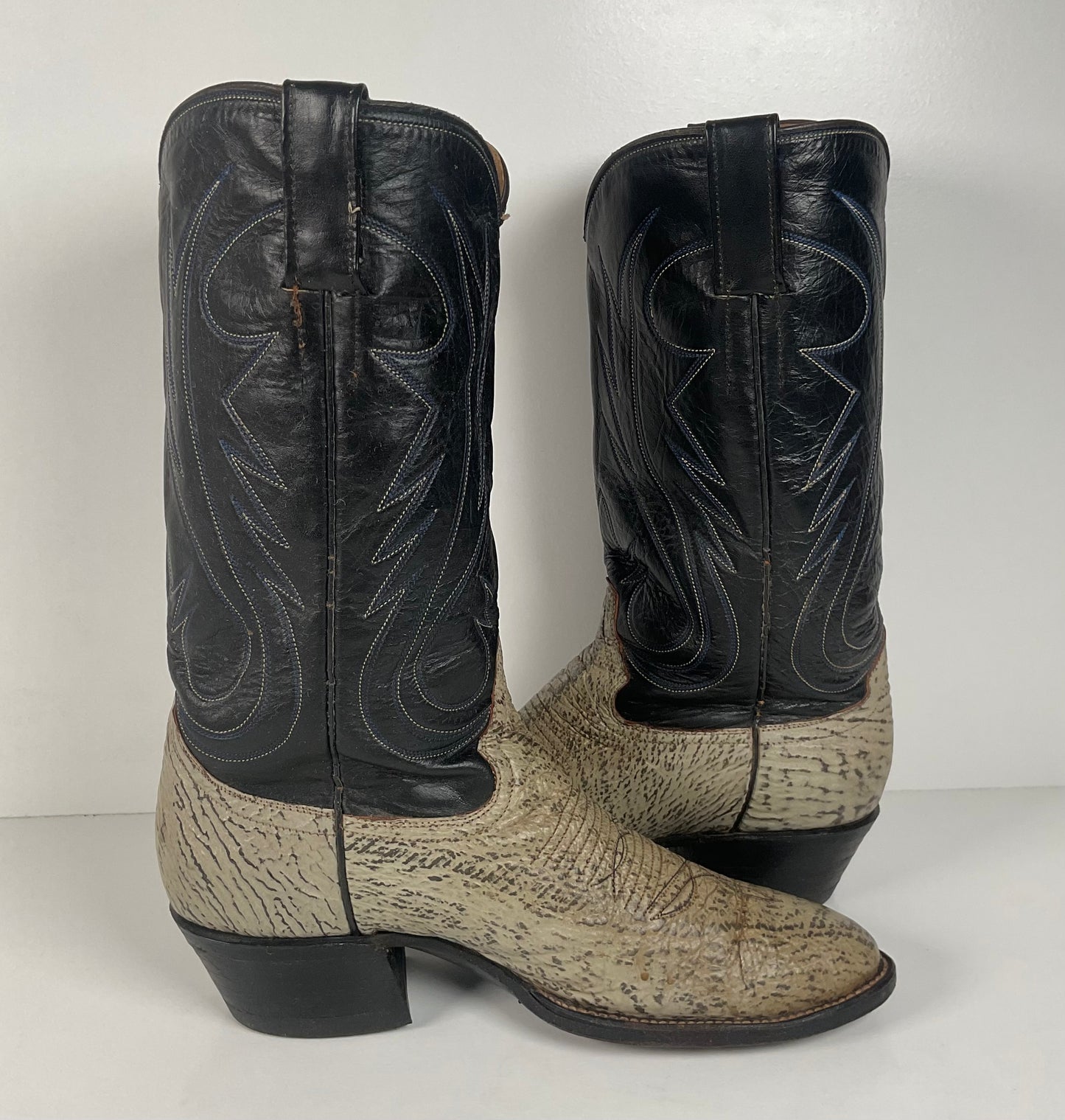 Vintage Shark Skin Cowboy Boots | Exotic | Grey | Men’s 8.5 D