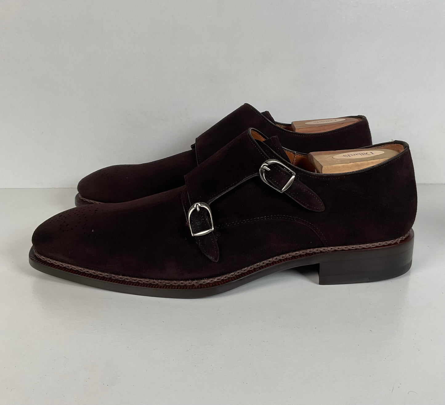 Mezlan Double Monk Strap Shoes | Custom | Nubuck Suede | Brown | Men’s 10.5 M