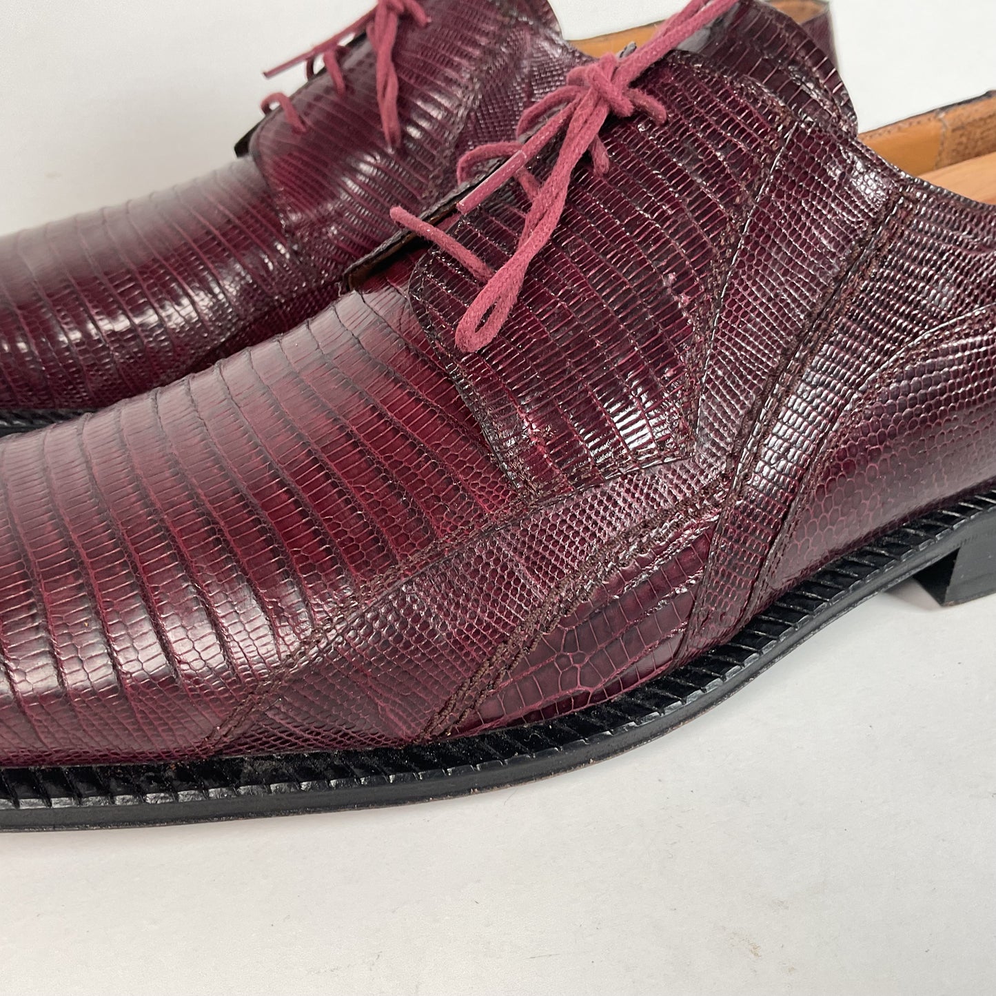 David Eden Teju Lizard Derby Shoes | Wine Red | Men’s 10.5