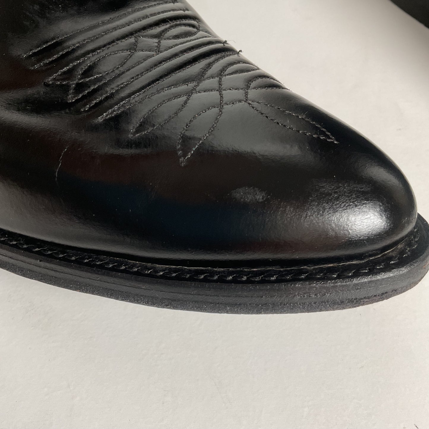 Vintage Nocona Cowboy Boots | Glossy Black Veal | USA Made | Men’s 9.5 EE