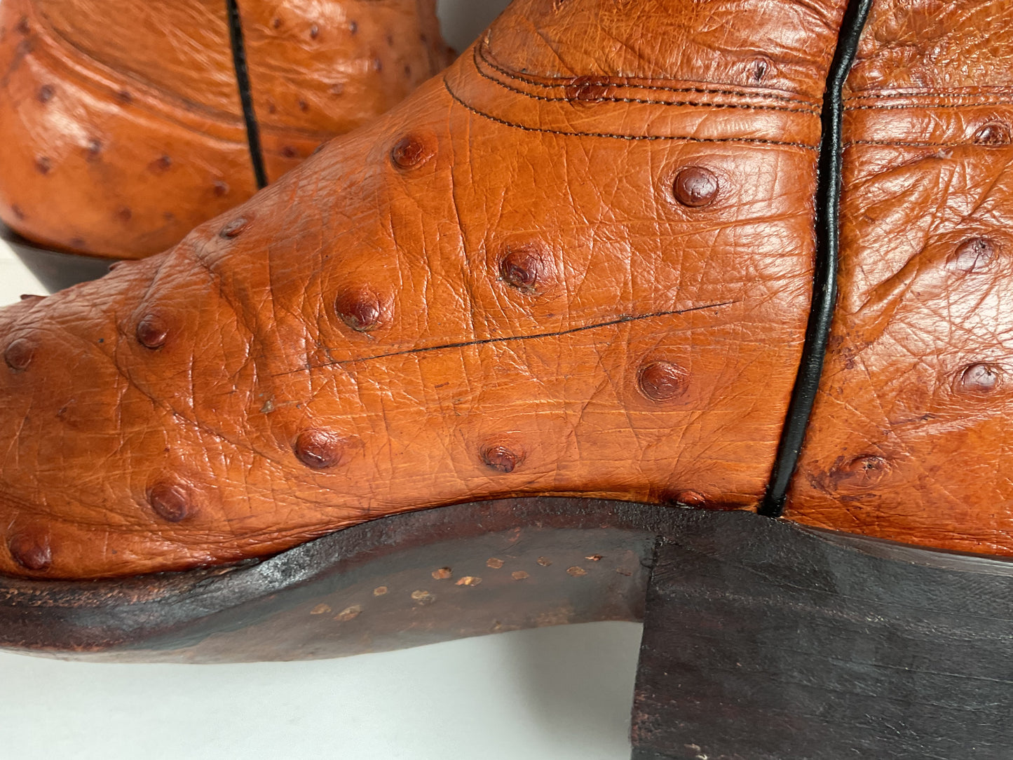 Custom Full Ostrich Quill Cowboy Boots 10 Wide Exotic Mule Ear