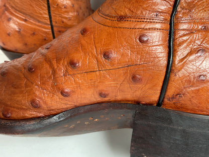 Custom Full Ostrich Quill Cowboy Boots 10 Wide Exotic Mule Ear
