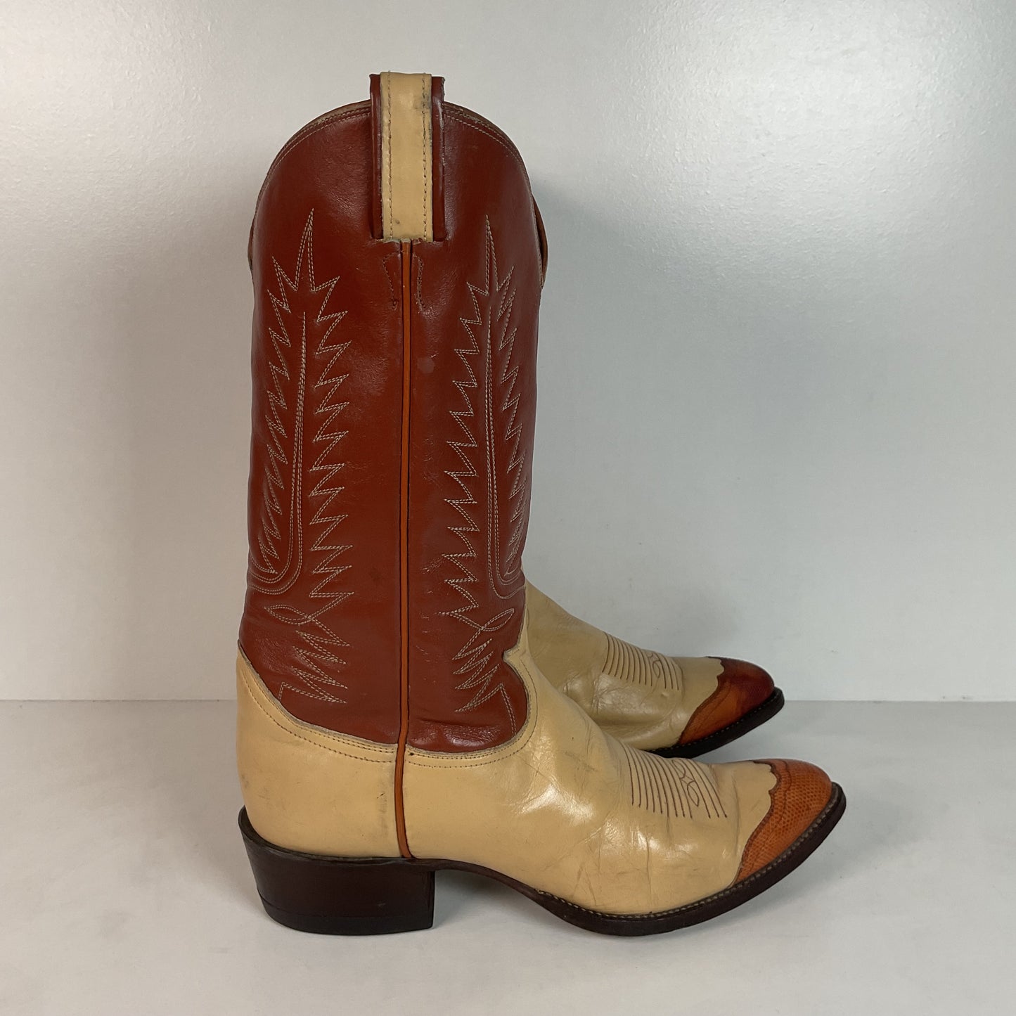 Vintage Tony Lama Urban Cowboy Boots | Teju Lizard Wingtip | Gold Label | 10 D