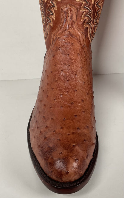 Lucchese 2000 Full Quill Ostrich Cowboy Boots | Barnwood | Exotic | Men’s 11 D