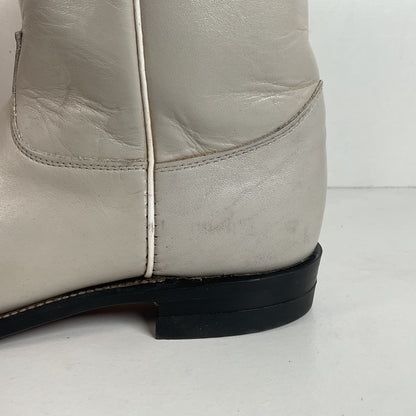 Justin Pearl White Roper Boots 8 C USA Made