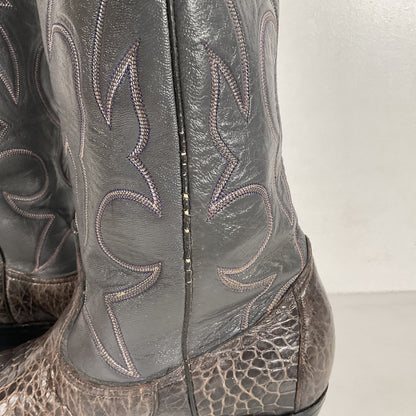 Vintage Exotic Cowboy Boots | Pre Ban | Grey | Wide | Men’s 10