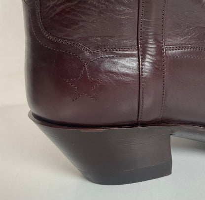 Vintage J. B. Hill Burgundy Calf Cowgirl Boots | Silver Concho Custom | 6.5 B