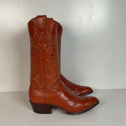 Vintage Justin Burnt Orange Cowgirl Boots 7 C USA Made