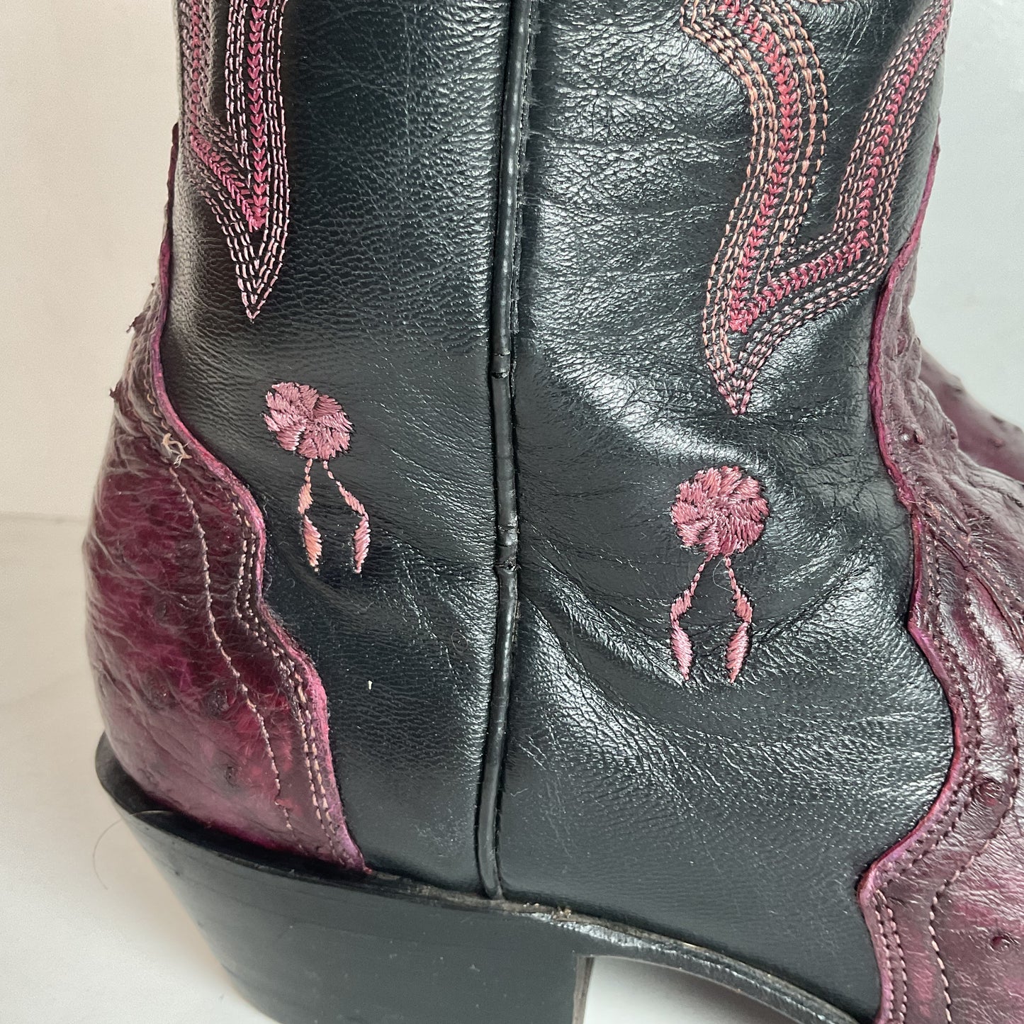 Corral Plum Ostrich Quill Cowgirl Boots 8 M Exotic Triad