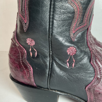 Corral Plum Ostrich Quill Cowgirl Boots 8 M Exotic Triad