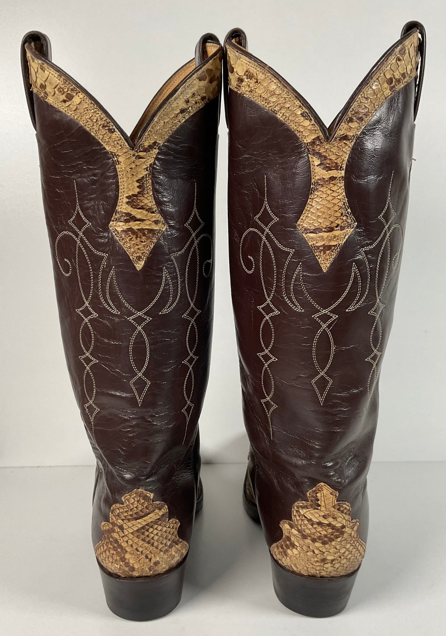 Vintage 70s Justin Front Cut Python Cowboy Boots 9.5 D USA Made Triad Snakeskin